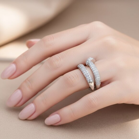 Classic and Modern Nail Shaped Luxury Inspired Design Open Adjustable Ring - Picture 5 of 5